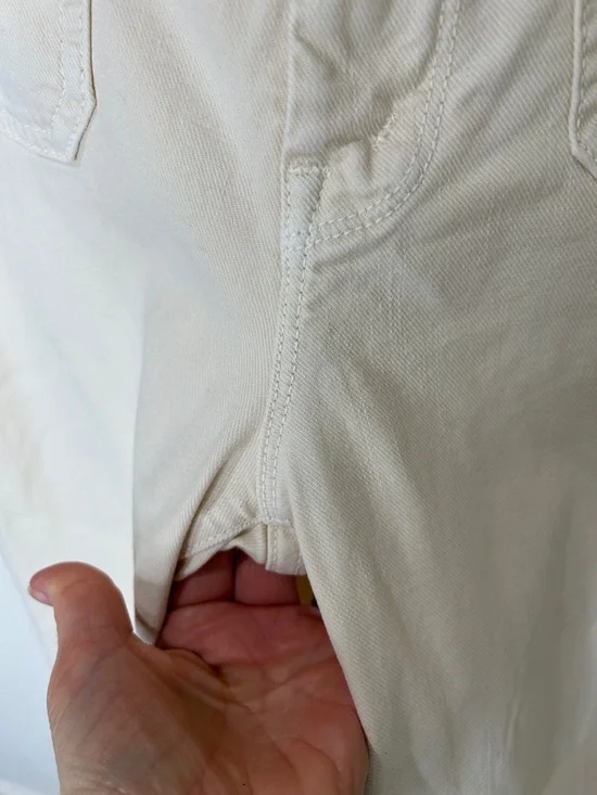 MOTHER The Patch Pocket Roller Skimp Wide Leg Jeans Sz 29 Chalk Ivory - Picture 10 of 16